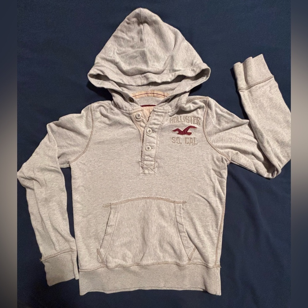 Hollister Gray Hoodie with Red Logo